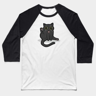 Funny Black Cat Licking Butt Baseball T-Shirt